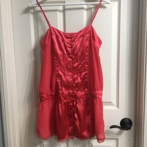 Zara TRF Coral Red Satin Sheer Tank